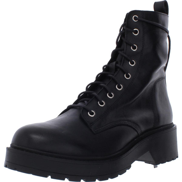 Steve Madden Botas de combate Tornado para mujer, cuero negro, 9