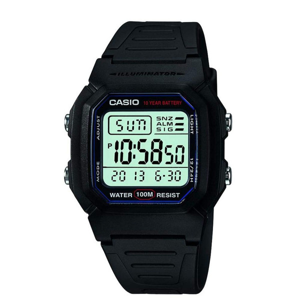 Casio Reloj deportivo clásico W800H-1AV para hombre con correa de resina negra