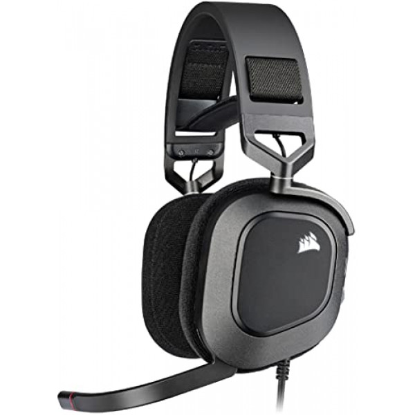 Corsair HS80 RGB USB Premium Auriculares para juegos con sonido envolvente Dolby Audio 7.1 (micrófono omnidireccional de calidad de transmisión, almohadillas de espuma viscoelástica, sonido de alta fidelidad, construcción duradera) Carbono