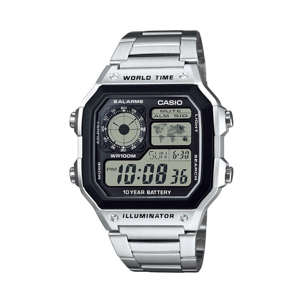 Casio Reloj casual clásico de acero inoxidable de cuarzo japonés para hombre, plateado, 21 (modelo: AE1200WHD-1A)