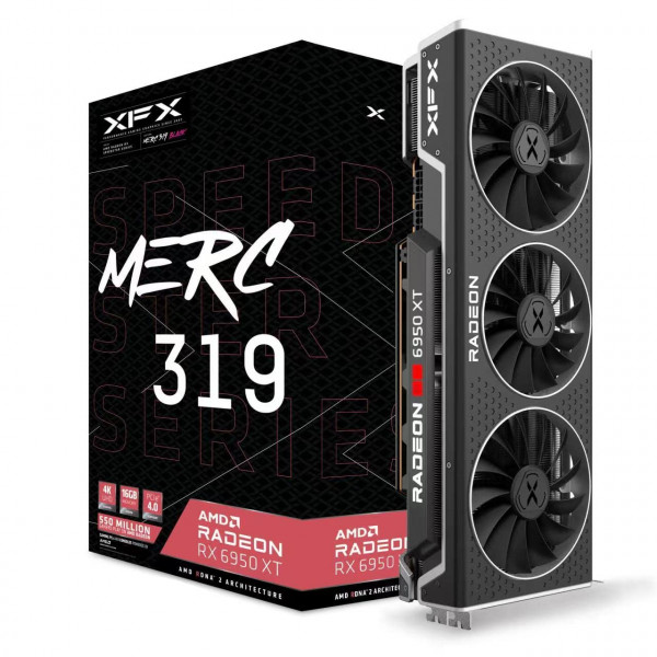 Tarjeta gráfica para juegos XFX Speedster MERC319 RX 6950XT negra con 16 GB GDDR6 HDMI 3xDP, AMD RDNA 2 - RX-695XATBD9