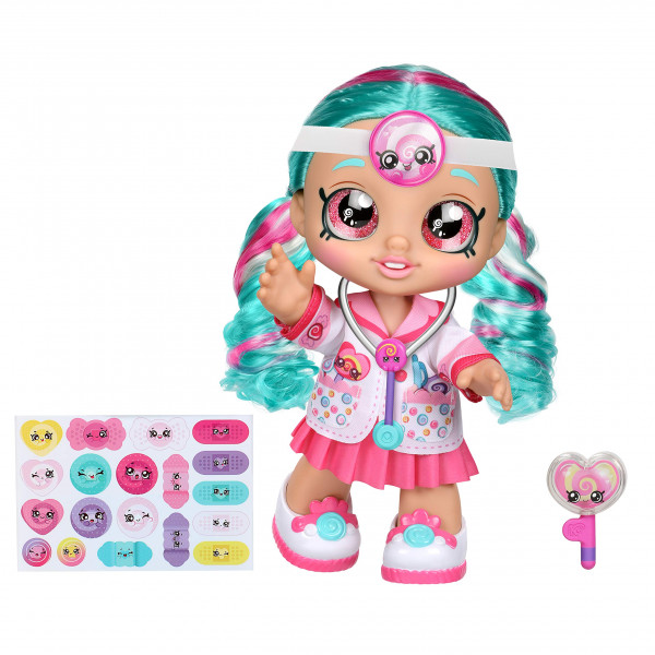 Muñeca Kindi Kids Fun Time de 10 pulgadas, Dra. Cindy Pops con estetoscopio y piruleta inspirada en Shopkins | Ropa Cambiable y Zapatos Removibles | para mayores de 3 años