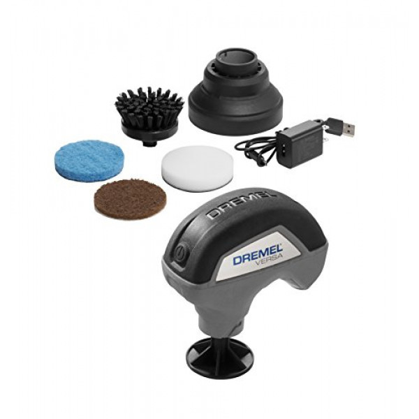 Dremel PC10-01 Herramienta de limpieza Versa - Cepillo para lechada - Exfoliante para ducha de baño - Limpiador de cocina y bañera - Fregadora eléctrica para azulejos, sartenes, estufas, bañeras, fregaderos, automóviles y parrillas -