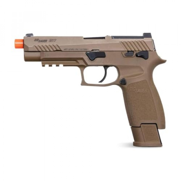 SIG SAUER Proforce Construcción deslizante de metal calibre BB de 6 mm con acción de retroceso total Pistola Airsoft 21 M17, Coyote Tan, fuente de energía de CO2