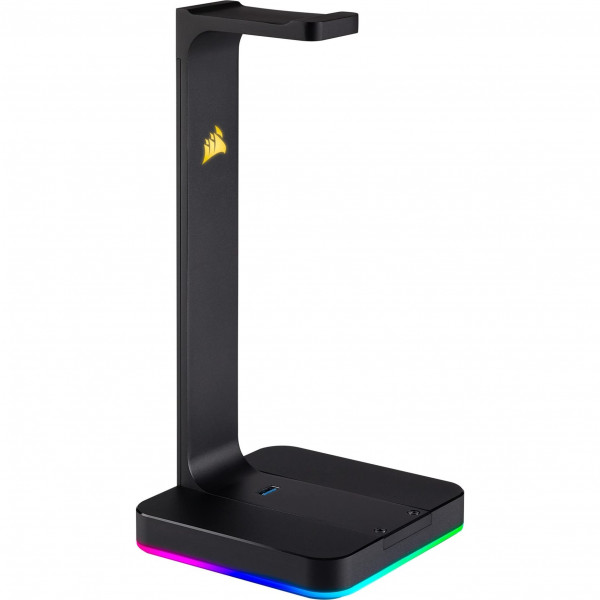 Corsair ST100 RGB Premium - Soporte para auriculares con sonido envolvente 7.1 - 3,5 mm y 2 USB 3.0, aluminio