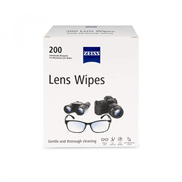 Toallitas limpiadoras de lentes prehumedecidas ZEISS, 200 unidades