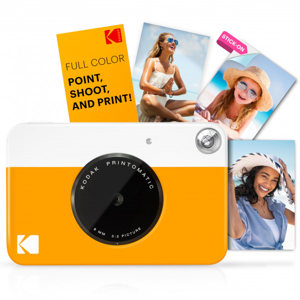 Cámara digital KODAK Printomatic de impresión instantánea a todo color - Fotos coloridas en papel fotográfico adhesivo Zink de 2x3 - 5MP, portátil, regalo divertido creativo para cumpleaños, Navidad, vacaciones - Amarillo