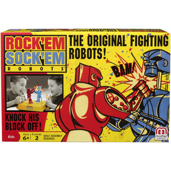 Mattel Games Rock 'Em Sock Em Robots: ¡Controlas la batalla de los robots en un ring de boxeo!