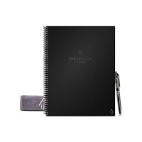Agenda y cuaderno Rocketbook, Fusion: Agenda y cuaderno inteligentes reutilizables | Mejore la productividad con el planificador de cuadernos conectado digitalmente | Con puntos, 8,5 x 11, 42 páginas, Infinity Black, con bolígrafo, tela y aplicación