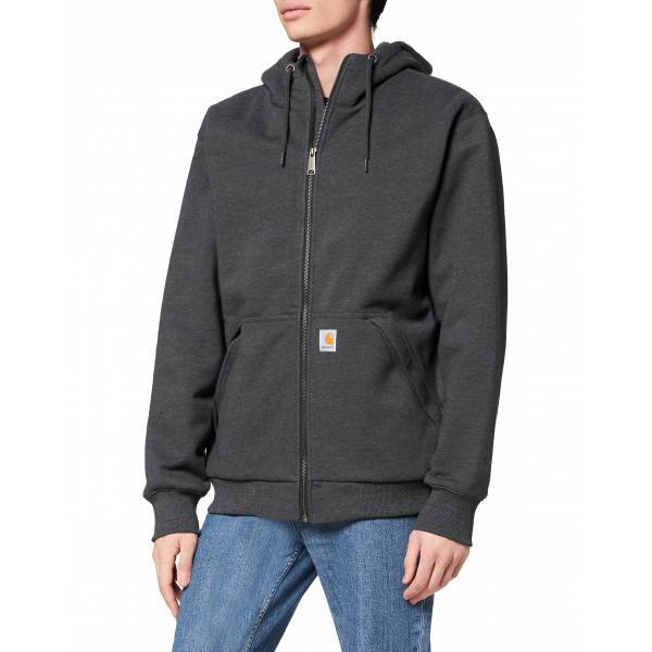 Carhartt Rain Defender Rockland Sherpa - Sudadera con capucha para hombre, color carbón jaspeado, talla S