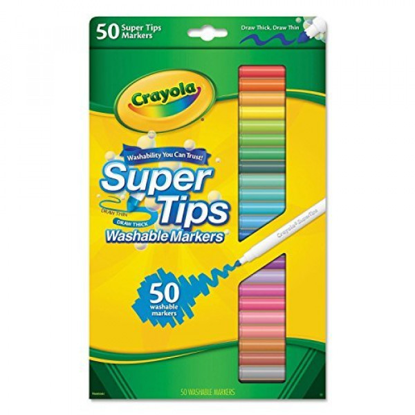 Marcadores Crayola lavables Super Tips de 50 quilates, variedad de 50 colores