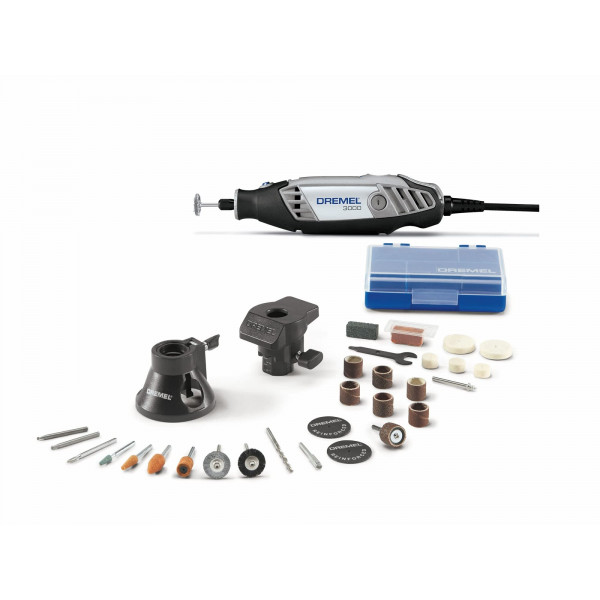 Dremel 3000-2/28 Kit de herramientas rotativas de velocidad variable - 1 accesorio y 28 accesorios - Perfecto para enrutar, cortar metales, tallar madera, esmerilar, lijar, pulir y grabar