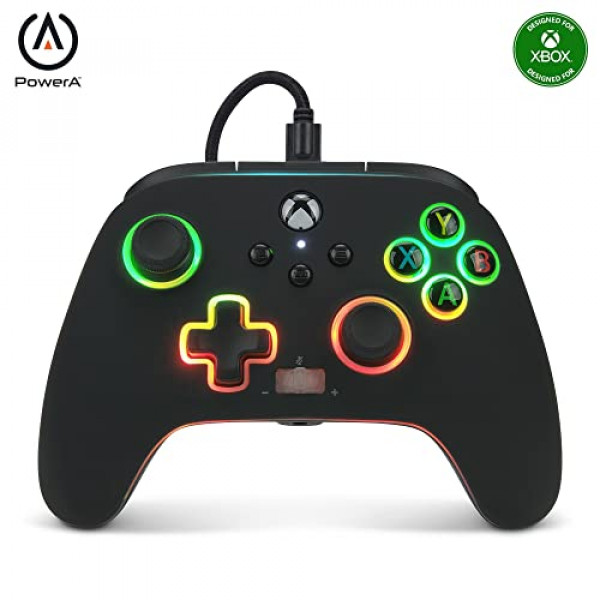 Controlador con cable mejorado PowerA Spectra Infinity para Xbox Series X|S - Negro, con licencia oficial para Xbox