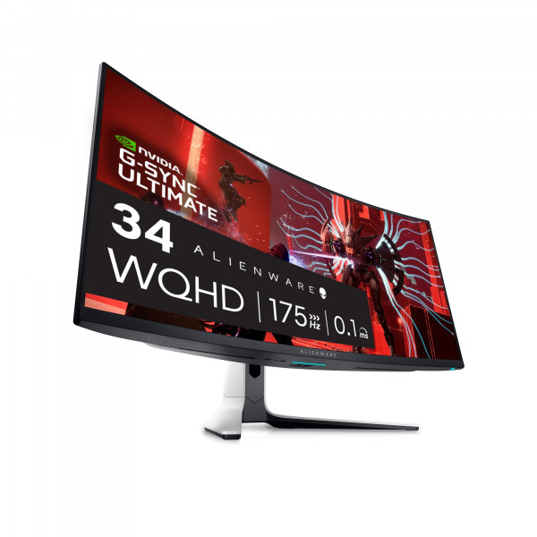 Alienware AW3423DW Monitor curvo para juegos Pantalla Quantom Dot-OLED 1800R de 34,18 pulgadas, 3440x1440 píxeles a 175 Hz, 0,1 ms real de gris a gris, relación de contraste 1M:1, 1,07 mil millones de colores - Luz lunar