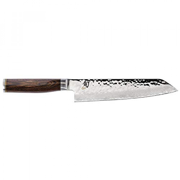 Shun Cutlery Premier Kiritsuke Cuchillo de 8 pulgadas, cuchillo de chef maestro, ideal para la preparación de alimentos, cuchillo japonés auténtico hecho a mano, cuchillo de chef profesional, plata