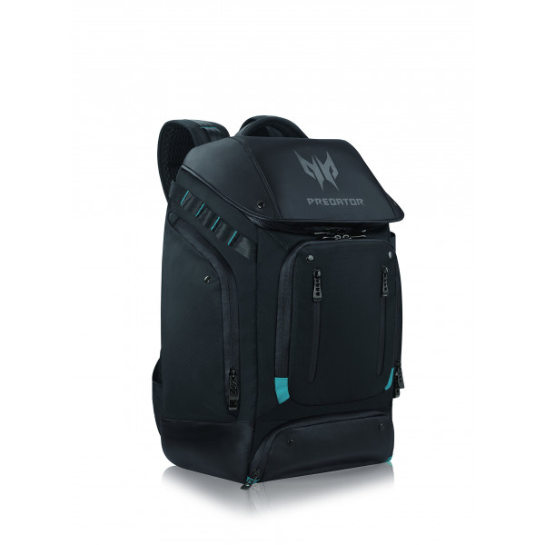 Acer PBG591 Predator Utility Mochila para juegos, resistente al agua y a prueba de desgarros, se adapta y protege una computadora portátil para juegos Predator de hasta 17,3, color negro con detalles en verde azulado