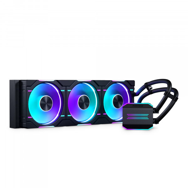 Phanteks (PH-GO360D30_DBK01) Glacier One 360D30 Premium D-RGB AIO Enfriador líquido de CPU, diseño de tapa de bomba DRGB, 3 ventiladores D30 120 mm PWM D-RGB, compatible con Intel Core 14.a generación, negro