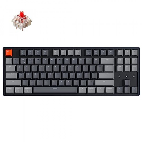 Keychron K8 Teclado mecánico inalámbrico de 87 teclas, 80% de diseño Bluetooth TKL Retroiluminación RGB sin llave con interruptor rojo Gateron G Pro Marco de aluminio Teclado para juegos con cable USB-C para Mac Windows