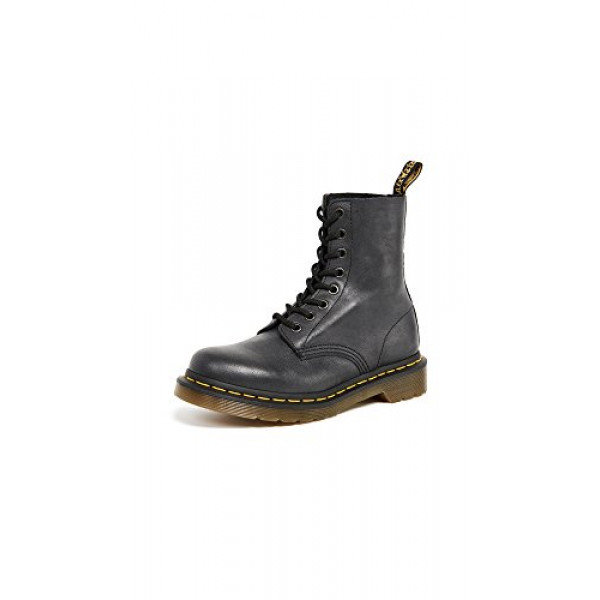 Dr. Martens, Bota de cuero con 8 ojales 1460 Pascal Virginia para mujer, Negro, 7