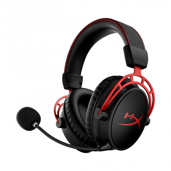 HyperX Cloud Alpha Wireless - Auriculares para juegos para PC, duración de batería de 300 horas, DTS Headphone:X Spatial Audio, espuma viscoelástica, controladores de doble cámara, micrófono con cancelación de ruido, marco de aluminio duradero, rojo