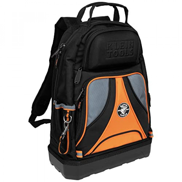 Klein Tools 55421BP-14 Mochila con bolsa para herramientas, organizador de herramientas profesional/portaherramientas resistente con 39 bolsillos y base moldeada