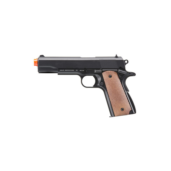 Full Steel World War 1911-A1 Pistola Airsoft de acero y metal con resorte (color: negro/madera sintética)