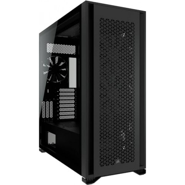 Caja de PC ATX de torre completa CORSAIR 7000D AIRFLOW – Panel frontal de alto flujo de aire – Interior espacioso – Fácil gestión de cables – 3 ventiladores AirGuide de 140 mm con repetidor PWM incluido – Negro