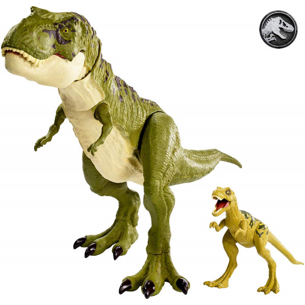 Jurassic World Tyrannosaurus Rex y Baby Tyrannosaurus Rex, figuras de dinosaurio articuladas, juego de juguetes para niños GCT98