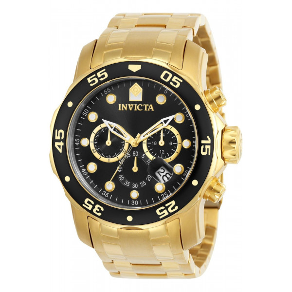 Invicta Reloj cronógrafo chapado en oro de 18 quilates 0072 Pro Diver Collection para hombre