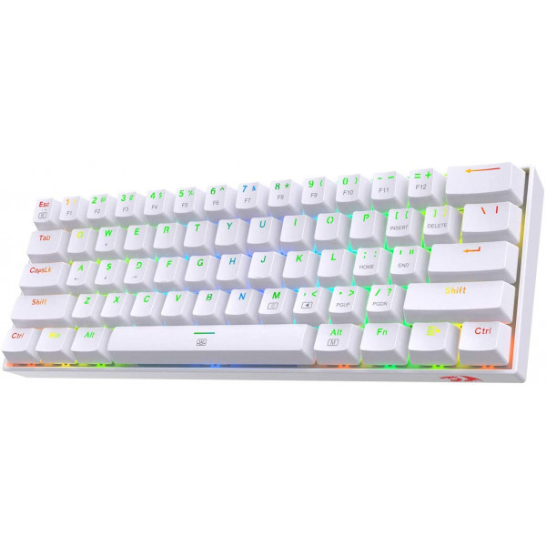 Redragon K630 Dragonborn 60% Teclado para Juegos RGB con Cable, Teclado mecánico Compacto de 61 Teclas con Interruptor táctil Azul, Soporte para Controlador Pro, Blanco