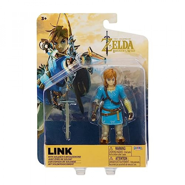 Nintendo The Legend of Zelda: Breath of The Wild Figura de acción de 5 pulgadas Link con espada de soldado