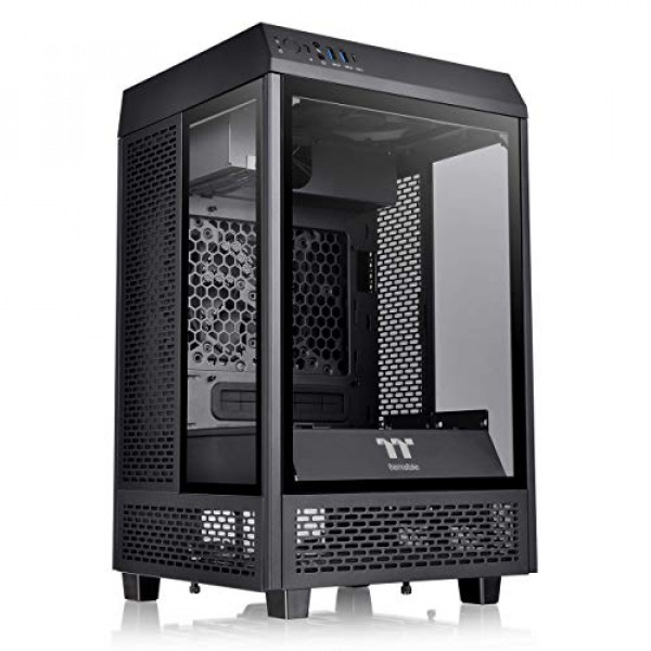 Thermaltake Tower 100 Black Edition Vidrio templado tipo C (USB 3.1 Gen 2) El chasis de computadora mini torre admite Mini-ITX CA-1R3-00S1WN-00