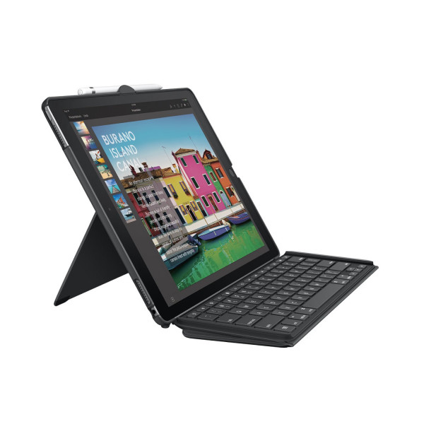 Funda con teclado Logitech para iPad Pro de 12,9 pulgadas | SLIM COMBO con teclado inalámbrico desmontable, retroiluminado y conector inteligente (negro)