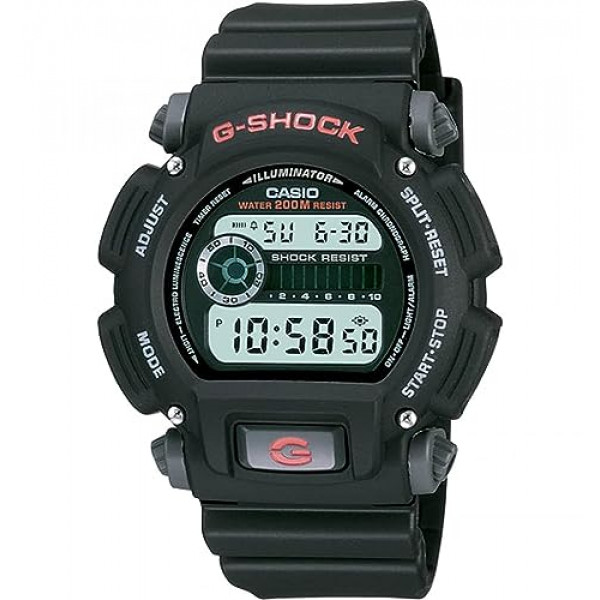 Casio Reloj deportivo de resina negra resistente a los golpes G-Shock DW9052-1V para hombre