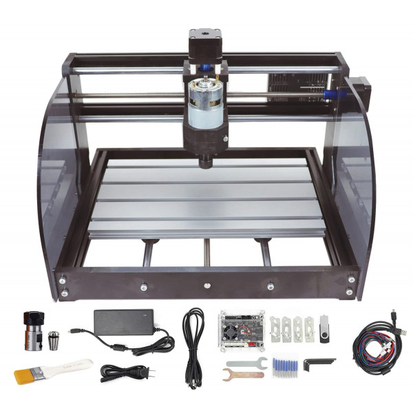 RATTMMOTOR CNC 3018 PRO MAX CNC Router Machine Kit DIY Mini CNC Máquina enrutadora de madera 3 ejes GRBL Control Grabador Fresadora Cortadora Área de trabajo 300x180x45mm para plástico/madera/acrílico/PVC/PCB