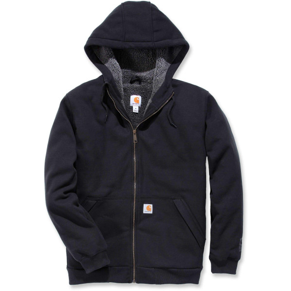 Carhartt Rain Defender Rockland Sherpa - Sudadera con capucha para hombre, color negro, mediano