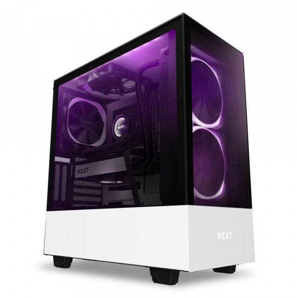 NZXT H510 Elite - CA-H510E-W1 - Caja Premium Mid-Tower ATX para juegos de PC - Panel de vidrio templado doble - Puerto USB tipo C de E/S frontal - Montaje vertical de GPU - Iluminación RGB integrada - Blanco/Negro