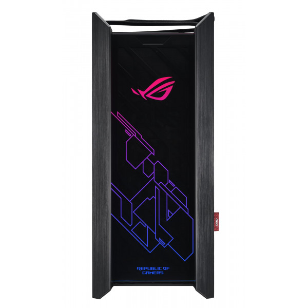 Asus ROG Strix Helios GX601 RGB Caja de computadora de torre media para placas base EATX con panel frontal USB 3.1, vidrio templado ahumado, construcción de acero y aluminio cepillado, y cuatro ventiladores de caja, negro