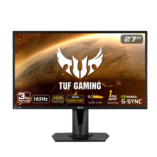 Monitor para juegos ASUS TUF Gaming 27 2K HDR (VG27AQ) - QHD (2560 x 1440), 165 Hz (admite 144 Hz), 1 ms, desenfoque de movimiento extremadamente bajo, altavoz, compatible con G-SYNC, montaje VESA, DisplayPort, HDMI, negro