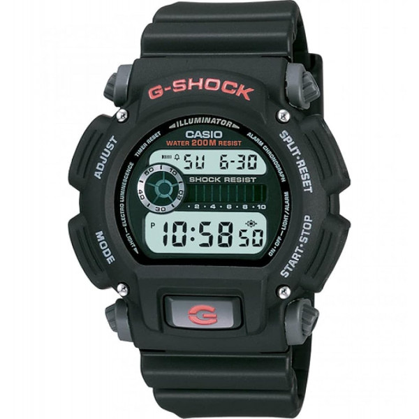 Casio Reloj deportivo de resina negra resistente a los golpes G-Shock DW9052-1V para hombre