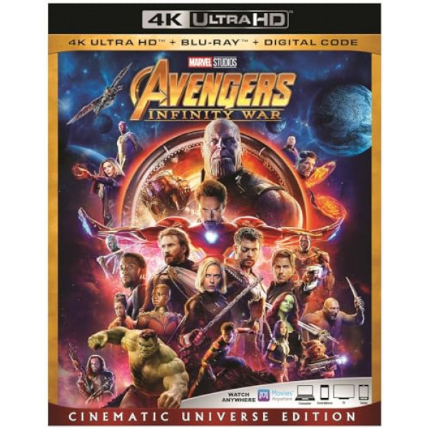 Avengers Infinity War 4K Ultra HD + Blu Ray + Código Digital [Blu-ray] sin funda exterior (O-Sleeve) [4K UHD]