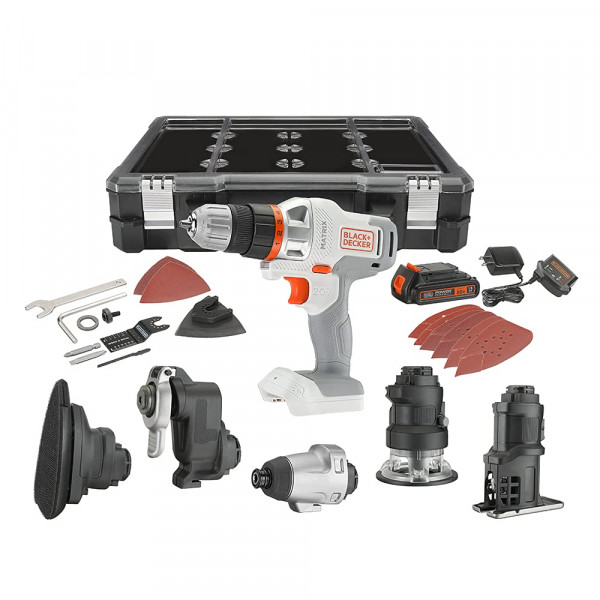 BLACK+DECKER 20V MAX MATRIX Kit combinado inalámbrico, 6 herramientas, blanco y naranja (BDCDMT1206KITWC)