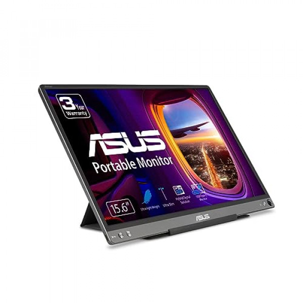 Monitor USB portátil ASUS ZenScreen 15,6 1080P (MB16ACE) - Full HD (1920 x 1080), IPS, USB tipo C, cuidado de los ojos, superficie antirreflejos, estuche inteligente Lite, pantalla externa para computadora portátil, garantía de 3 años, oscuro Gris