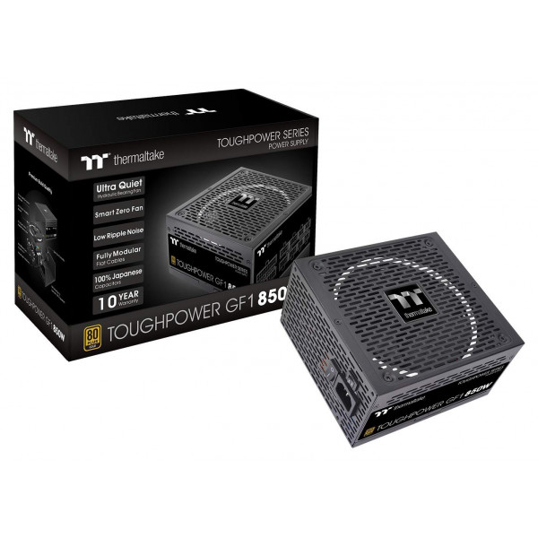 Thermaltake Toughpower GF1 850W 80+ Gold SLI/ CrossFire Ready Ultra silencioso Cojinete hidráulico de 140 mm Ventilador Smart Zero Fuente de alimentación modular completa 10 años de garantía PS-TPD-0850FNFAGU-1