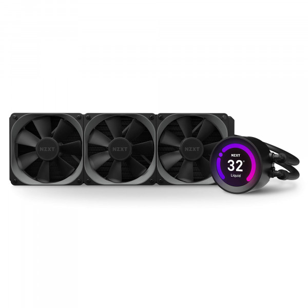 NZXT Kraken Z73 360 mm - RL-KRZ73-01 - Enfriador líquido de CPU AIO RGB - Pantalla LCD personalizable - Bomba mejorada - Alimentado por CAM V4 - Conector RGB - Ventiladores de radiador Aer P de 120 mm (3 incluidos), negro