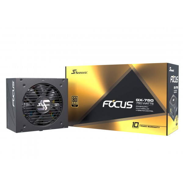 Enfoque estacional GX-750 | 750W | 80+ Oro | Completamente modular | Factor de forma ATX| Bajo nivel de ruido | Condensador japonés premium | Garantía de 10 años | Compatible con Nvidia RTX 30/40 Super y GPU AMD (Ref. SSR-750FX)