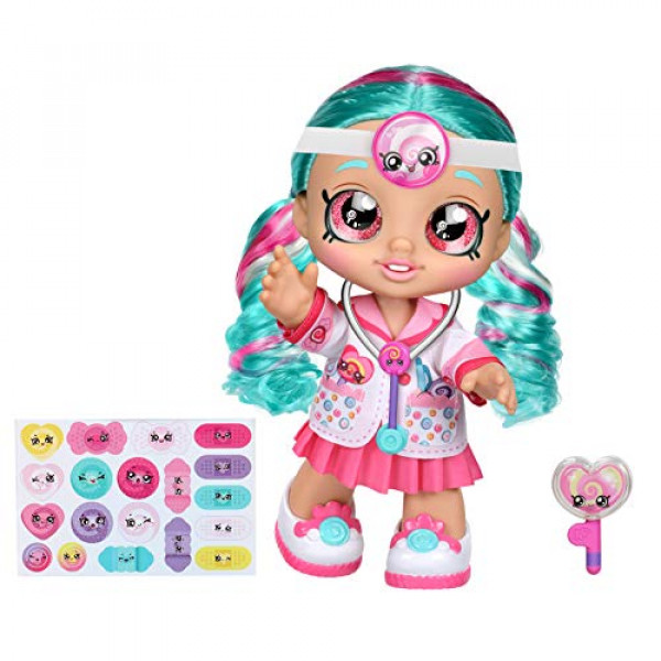 Muñeca Kindi Kids Fun Time de 10 pulgadas, Dra. Cindy Pops con estetoscopio y piruleta inspirada en Shopkins | Ropa Cambiable y Zapatos Removibles | para mayores de 3 años