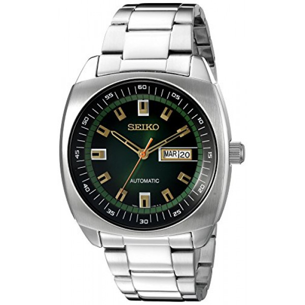 Reloj automático SEIKO Recraft - Esfera verde, acero inoxidable, calendario de día/fecha, resistente al agua hasta 50 m, reserva de marcha de 41 horas