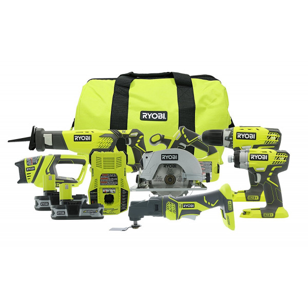 Kit combinado de iones de litio ONE+ de 18 voltios P884 de RYOBI (6 herramientas)