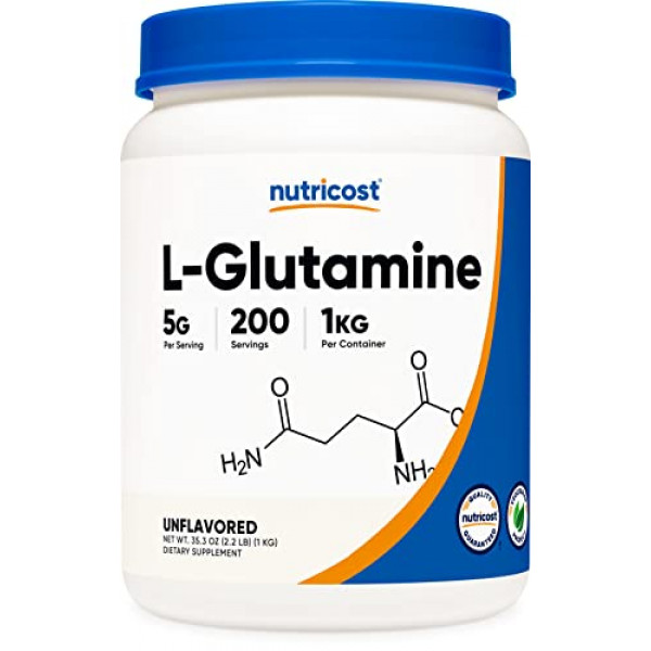 Nutricost L-Glutamina en polvo 1 KG - Sin sabor, sin OGM, sin gluten